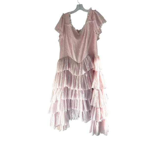 JessaKae Pink Elegant Dainty Delicate Coquette Giupure Lace Mia Midi Dress - Picture 2 of 13